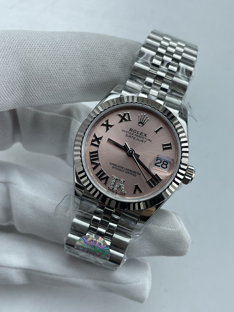 (준비완료/특급배송)NO.3654/QP공장 롤렉스 데이저스트 31mm 여성용 시계 핑크다이얼 플루티드 베젤 쥬빌레 밴드