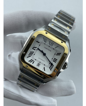 (준비완료/특급배송)NO.3666/BV공장 까르띠에 산토스 40MM 2018 스틸 옐로우골드콤비 화이트다이얼 브슬